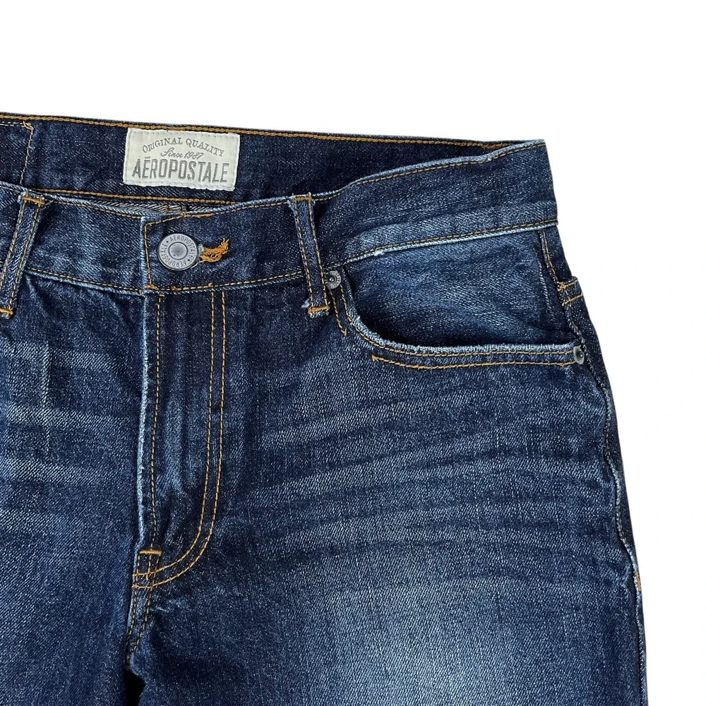 Aeropostale Men Jeans 30x32 (ACTUAL 30x29.5) Dark Blue Bootcut Benton Cotton EUC